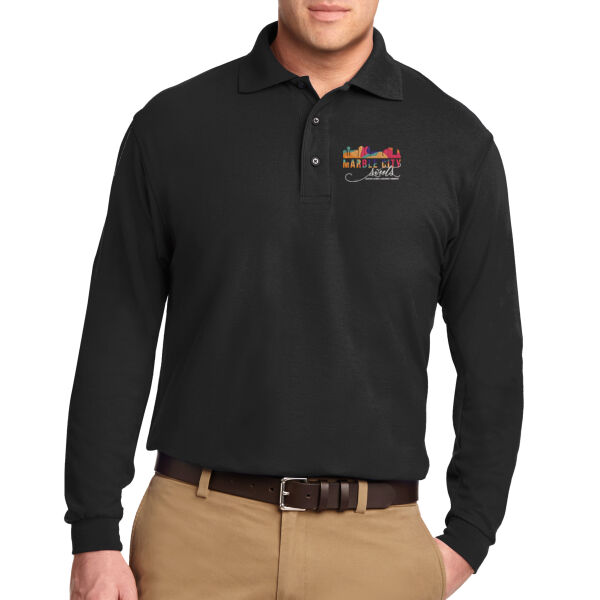 MCS White Embroidered  - Silk Touch™ Long Sleeve Polo Thumbnail