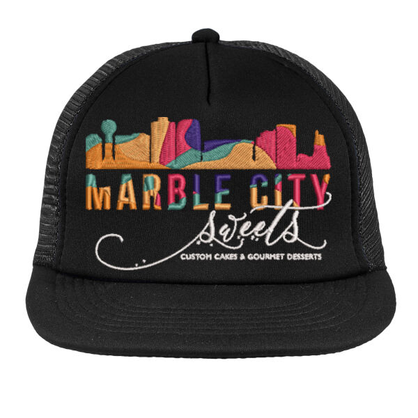 MCS White embroidered - Flat Bill Snapback Trucker Cap Thumbnail