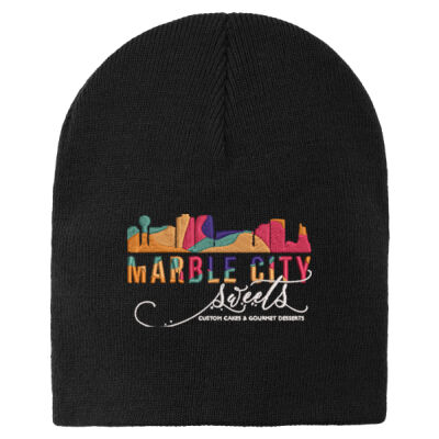 MCS White embroidered - Knit Skull Cap Thumbnail