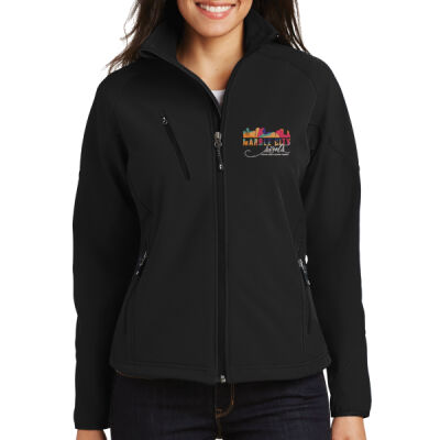 MCS White Script - Ladies Textured Soft Shell Jacket Thumbnail