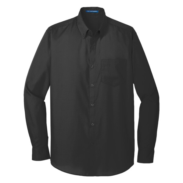 Custom No Minimum Embroidered Port Authority Long Sleeve Carefree Poplin Shirt W100 Front View