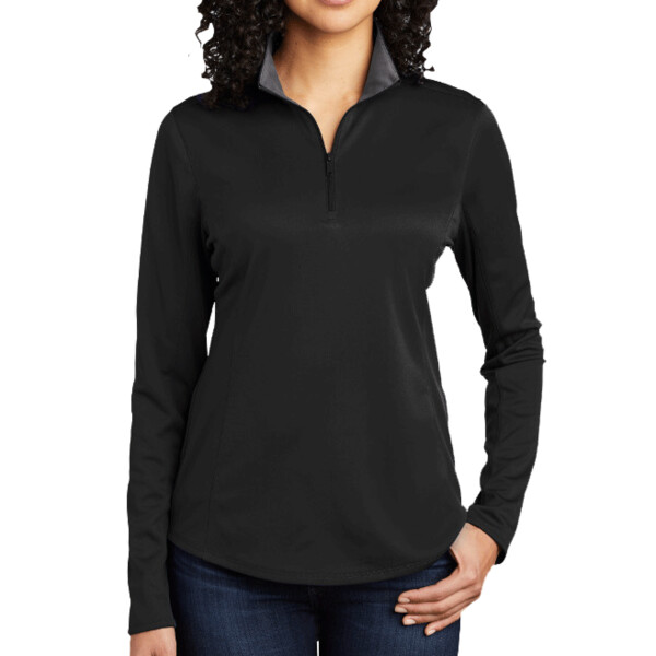 Custom No Minimum Port Authority Ladies Silk Touch Performance 1/4 Zip LK584 Front View