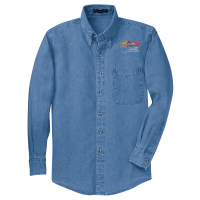 MCS White Embroidered  - Tall Long Sleeve Denim Shirt Thumbnail