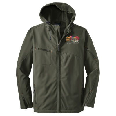 MCS White Script - Textured Hooded Soft Shell Jacket Thumbnail