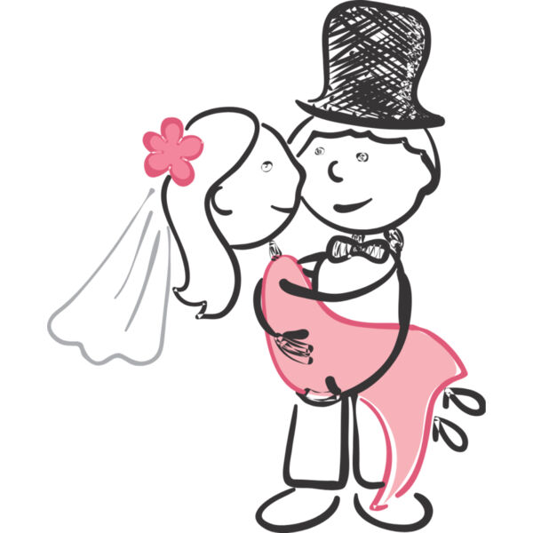 Cartoon Wedding Groom Bride Hug 5 Thumbnail